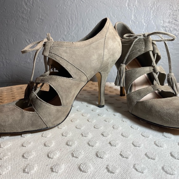 Plenty by Tracy Reese Paola Gray Lace Up Heels with Tassel Detail - Picture 12 of 16